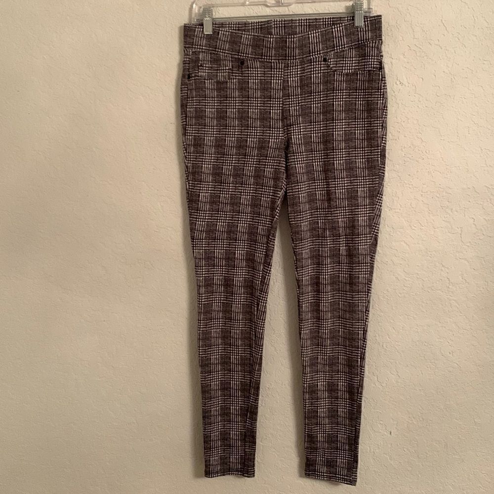 Seven7 Women’s Dandy Plaid Pull On Gray Legging Size M